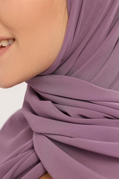 Altobeh Hazır Pratik Lüks Boru Boneli Şifon Şal Açık Maron