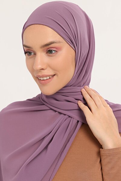 Altobeh Hazır Pratik Lüks Boru Boneli Şifon Şal Açık Maron