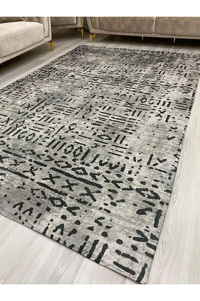 ALLGELSİN New Season Elastic Carpet Cover Decorative Washable Digital Printing Carpet Cover Modern Striped Cover