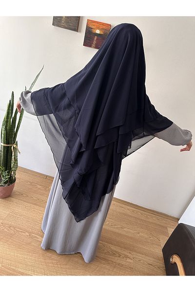 ALBİSE BUTİK Long Navy Blue Souffle (HIMAR)