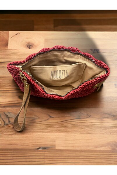 Nuggita Women's Handmade Cardinal Red Color Clutch Portfolio Bag