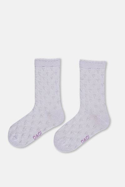 Dagi Lila-gelbe zweiteilige Mädchensocken mit Herzmuster