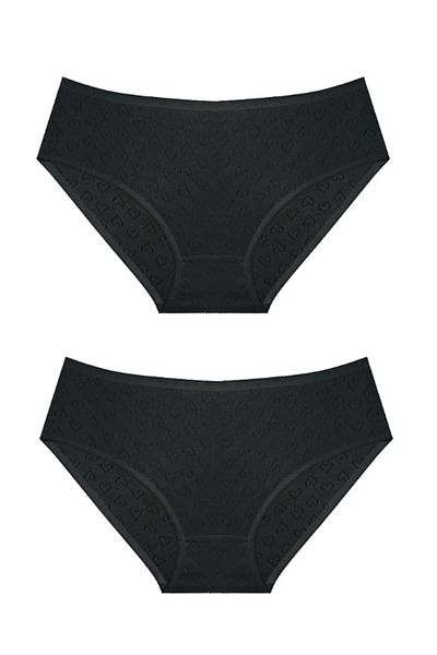 Ladytime Πολυτελές Ζακάρ 100% Βαμβάκι 2 τεμαχίων Γυναικείο μαύρο εσώρουχο Bato jak1