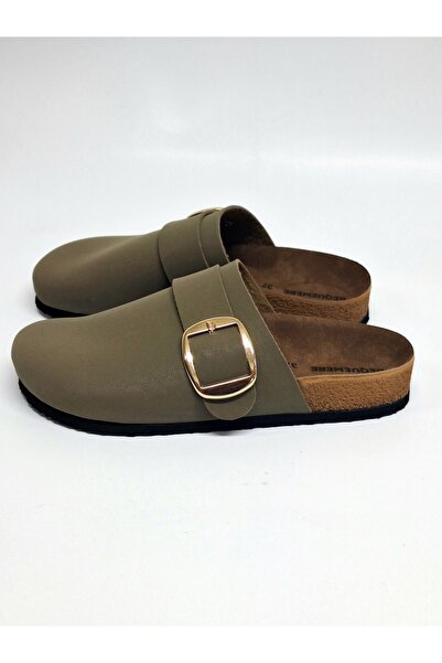 Bequemere Gold Color Buckle Closed Toe Scarf Daily Use Orthopedic Women's Slippers