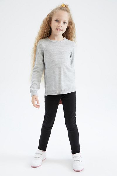 DeFacto Girl's Regular Fit Crew Neck Sweater