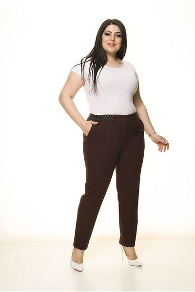 modayız Claret Red Plus Size Trousers with Pockets L1-1690