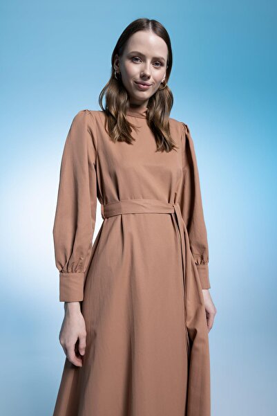 DeFacto Popelínové šaty s dlouhým rukávem, poloviční rolák