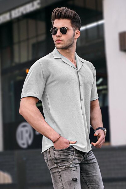 Madmext Cămașă gri cu mânecă scurtă pentru bărbați 5500