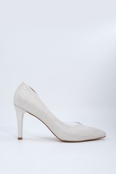 Modabuymus Pantofi cu toc stiletto, alb, cu sclipici, transparenti - Lotus