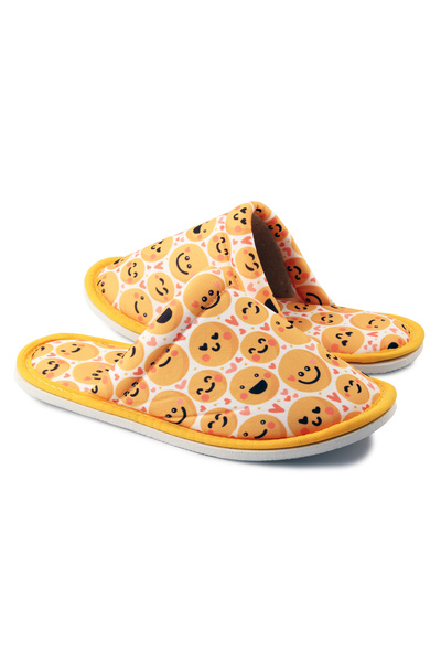 Chochili Παντόφλες σπιτιού με μαλακή σόλα Unisex White Emoji
