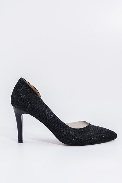Modabuymus Pantofi cu toc stiletto transparent cu sclipici negre de damă