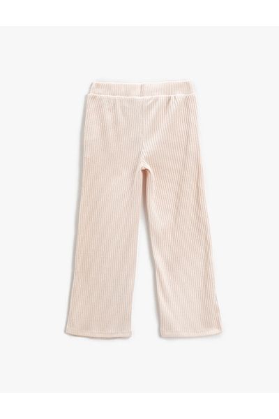 Koton Wide Leg Trousers Soft Textured Ribbed Pockets Elastic Waist