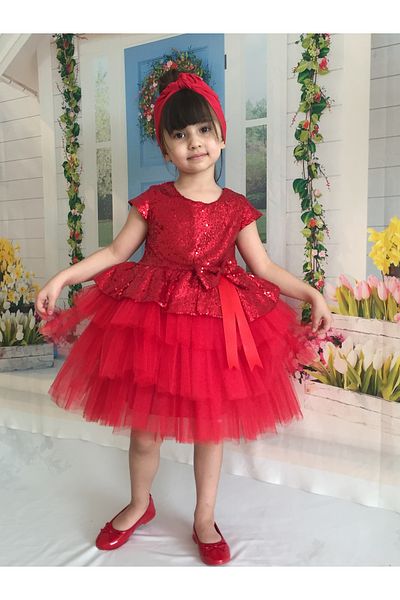 Mixie عيد ميلاد أحمر، تول، فستان سهرة حنة