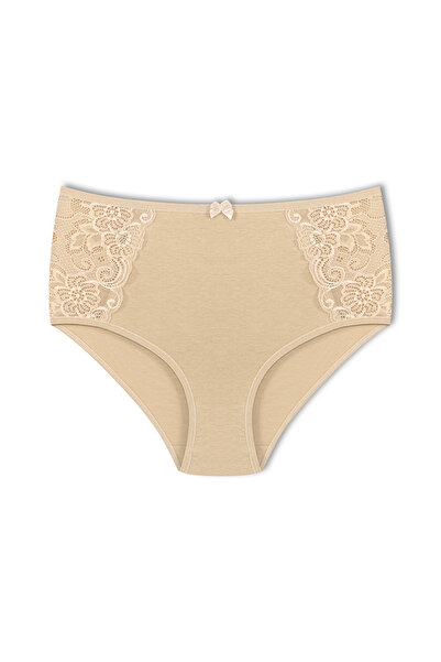 HNX 5-Piece Cotton High Waist Large Size Bato Women's Panties with Lace Detail on the Sides