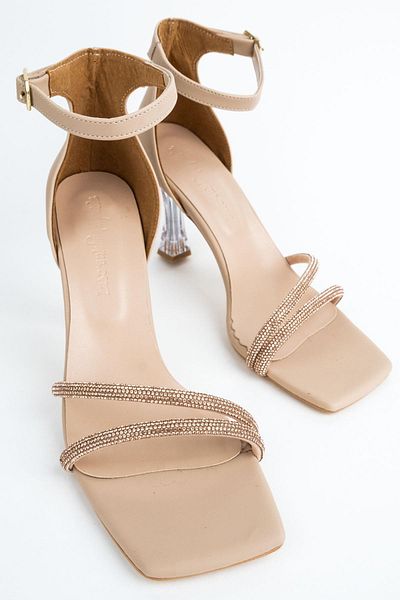 Modabuymus Pantofi de rochie de seară, cu toc, destul de transparent, din piatră nudă