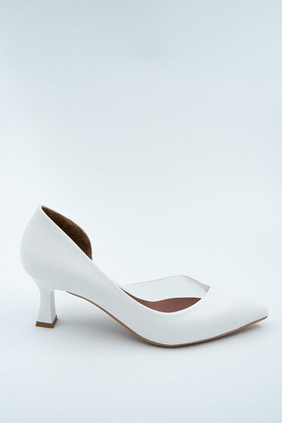 Modabuymus Oslo White Short Goblet Heeled Stiletto Heeled Shoes