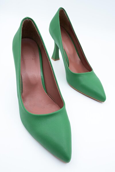 Modabuymus Dark Green Stiletto Goblet Heeled Shoes - Kanger