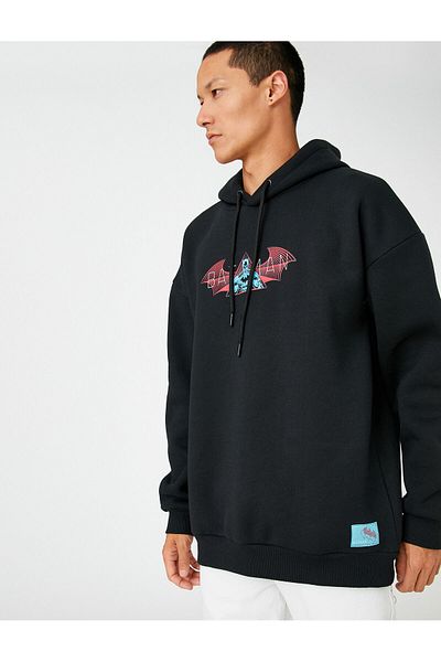 Koton Batman Hooded Oversize Sweatshirt Raised Licensed Printed