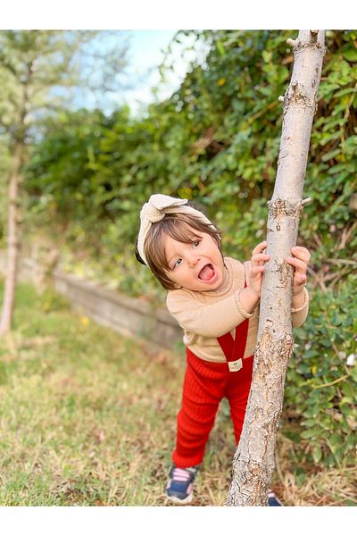 gogo bici Flexible Knitwear Salopet Tights - Cross Strap, Adjustable Length Jumpsuit Baby Kids