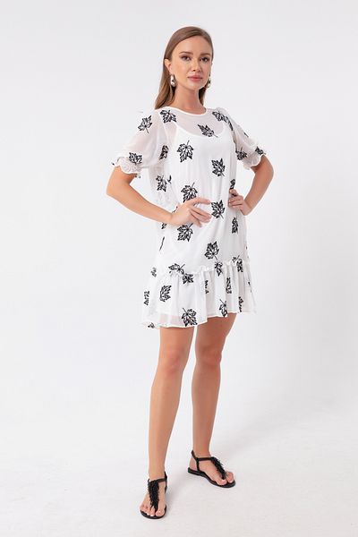 Lafaba Women's White Patterned Mini Dress