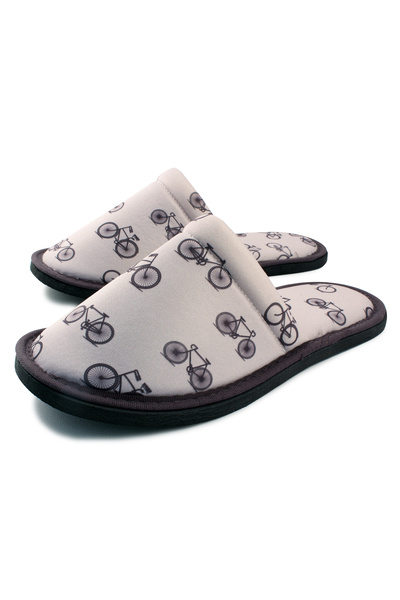 Chochili Ανδρικές παντόφλες σπιτιού με μαλακή σόλα με λευκό σχέδιο ποδηλάτου