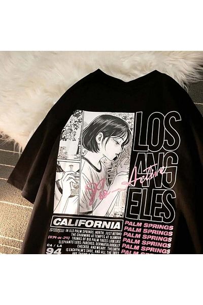 Köstebek Μπλουζάκι Harajuku Los Angeles Girl Black (unisex).