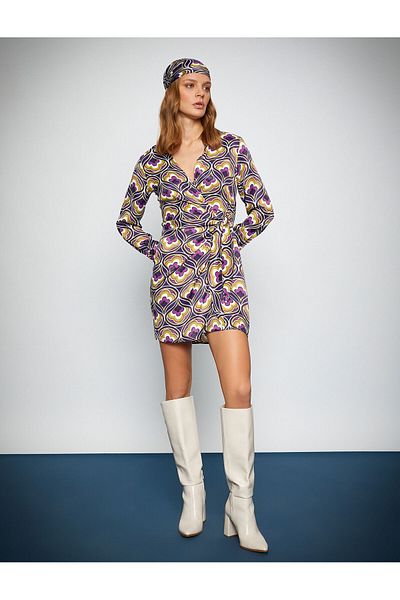 Koton Melis Ağazat X – Satin-Minikleid mit Wickelkrawatte