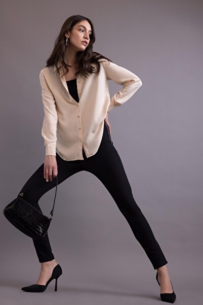 DeFacto Skinny Fit Zippered High Waist Short Leg Long Trousers