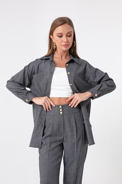 Lafaba Women's Black Pocket Detailed Striped Shirt
