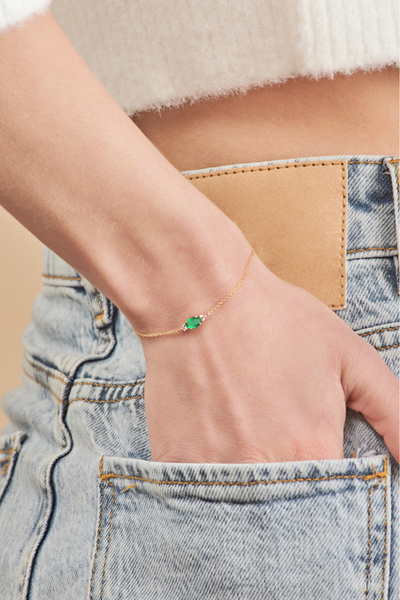 GençTaş Kuyumculuk 14 Ayar Altın Yeşil Taşlı Diana Bileklik