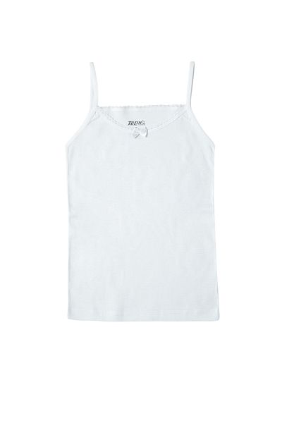 TOLIN Tricou alb cu bretele pentru fete, 100% bumbac - Pachet de 3 1422