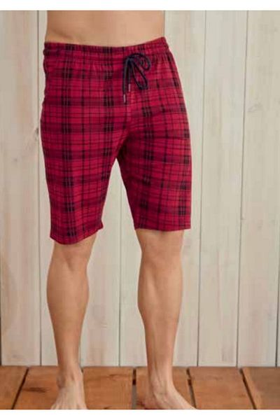 KLY - Plus Size, Pockets, Elastic Waist and String, Plaid Men's Shorts (Cotton Lyk Single Jersey)