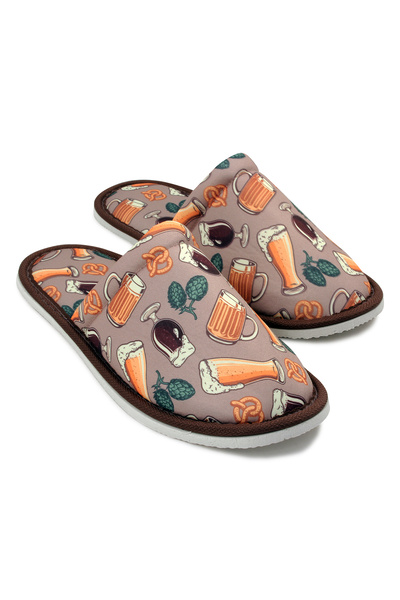 Chochili Ανδρικές παντόφλες σπιτιού με μαλακή σόλα σε μπεζ σχέδιο