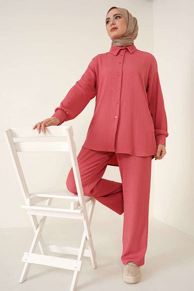 Bigdart T5858 Gestricktes Hijab-Doppelset – Dusty Rose
