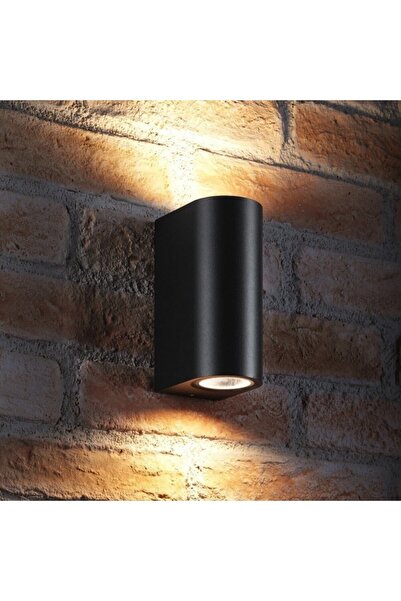 ZERPA Iki Yönlü Dekoratif Oval Duvar Aplik - Siyah - Pc Gövde - Ip65 - Gu10 - Z13645