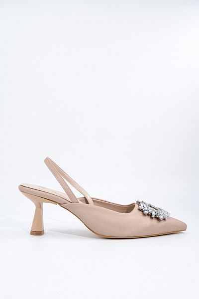 Modabuymus Pantofi cu toc scazut stiletto cu spate deschis, nuzi, pietre - Elizabeth