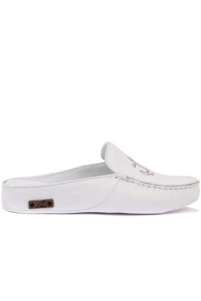 SailLakers - White Leather Marine Series Women's Slippers