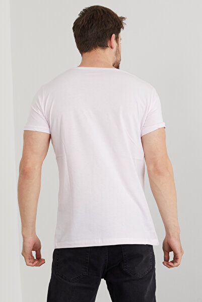 Tarz Cool Ανδρικό μπλουζάκι σε λευκό στάμπα με λεπτή εφαρμογή-rlxtsr16s