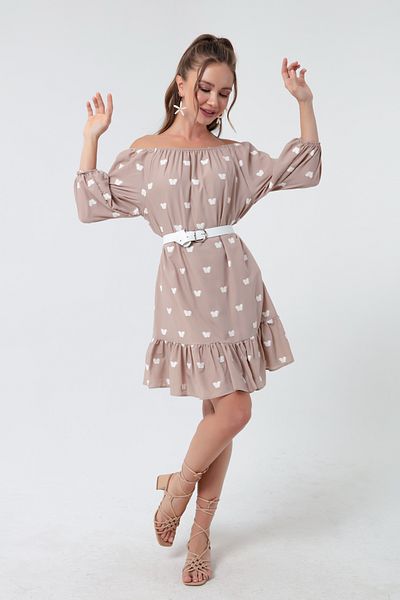 Lafaba Women's Mink Sleeves Elastic Belted Dress