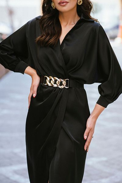 Moda Mix Avcılar Rochie de damă din țesătură din satin cu croială dublu