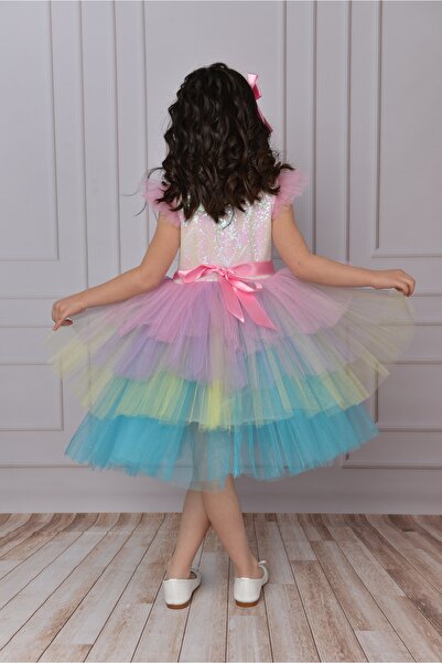 Mixie Girl's Colorful Unicorn Tulle Dress