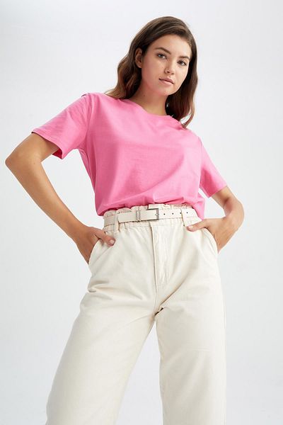 DeFacto Μπλουζάκι Regular Fit Crew Neck με κοντό μανίκι 100% βαμβακερό