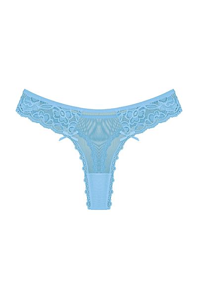 Zena 3-Piece Thong Women's Panties with Tulle and Lace Detail on the Front and Back