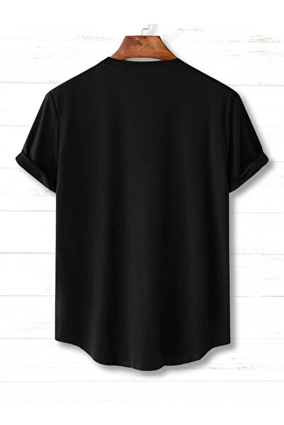 Benisengiydir Μπλουζάκι Unisex Μαύρη Τσέπη Νασα με στάμπα Oversize Crew Neck T-shirt