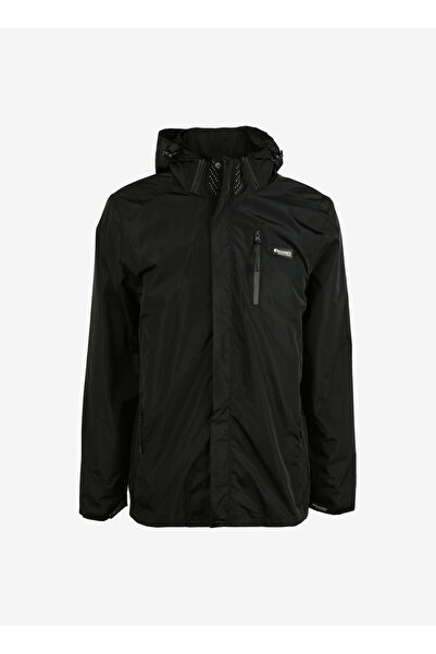 Discovery Expedition Siyah Erkek Kapüşonlu Düz Mont D3WM-MNT14