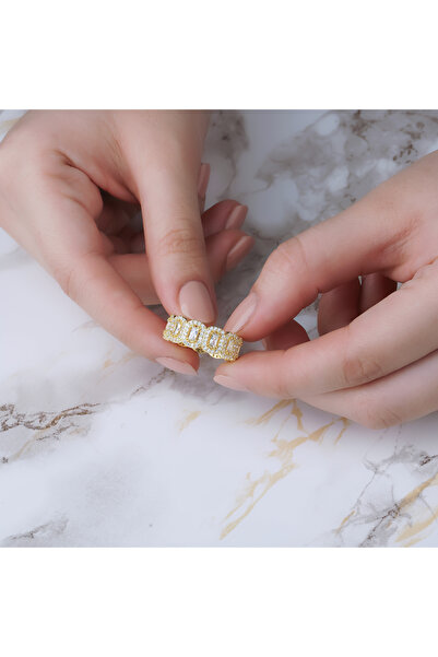 925KOLYE Baget Tamtur Gold Rengi Gümüş Tamtur