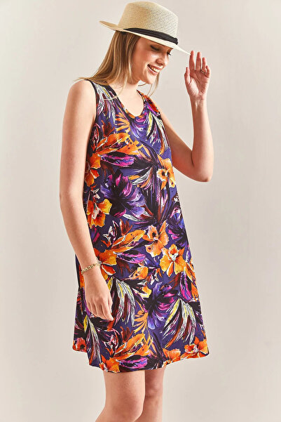 Bianco Lucci Women's Multi Patterned Backless Viscose Dress