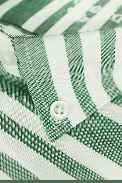 Varetta Ανδρικό πουκάμισο με μακρυμάνικο μοτίβο με πράσινο ριγέ με κουμπιά και κλασικό κομμένο πουκάμισο