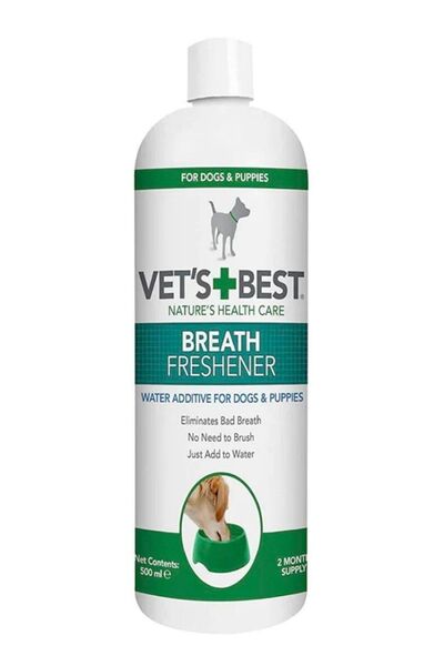 Vets Best أفضل ماء للعناية بالفم للكلاب من VET`S مع مستخلص النعناع والقرنفل 500 مل