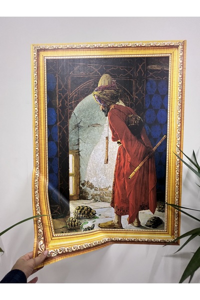 Akıllı Kağıt Çerçeve Görünümlü Tutunma Özellikli Kaplumbağa Terbiyecisi Tablo